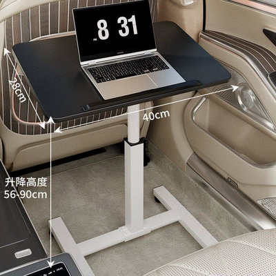 Car table board – rear seats, can be used as a - black-4028-with-support-bars-white-frame-adjustable-height-and-foldable-suitable-for-small-cars