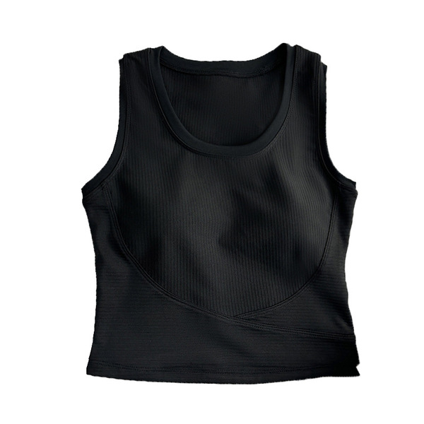 Vest for yoga with a round collar
