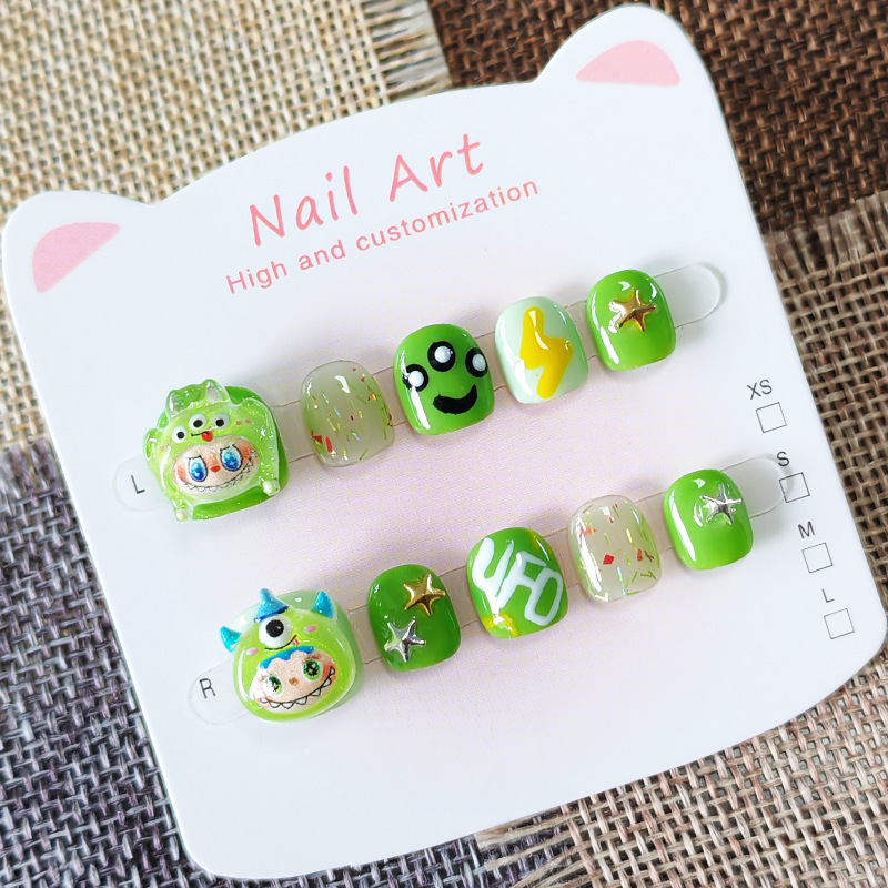 UFO Lightning Alien Original Cartoon Children's Handmade Nail Art for Ages 3-12, Nail Art to Prevent Nail Biting