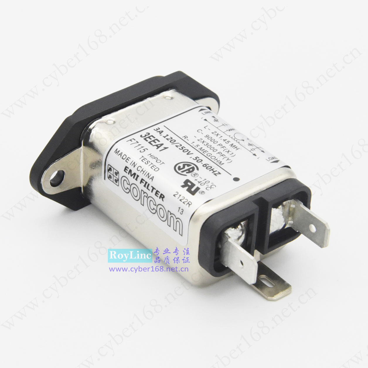 3EEA1 F7115 6609000-4 Corcom 3A 游戏机插座滤波器UL CSA VDE