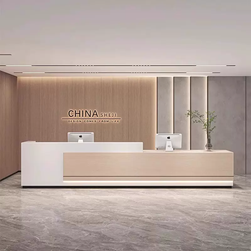 现代简约烤漆物业办公室公司接待台酒店大厅前台接待柜吧台收银台