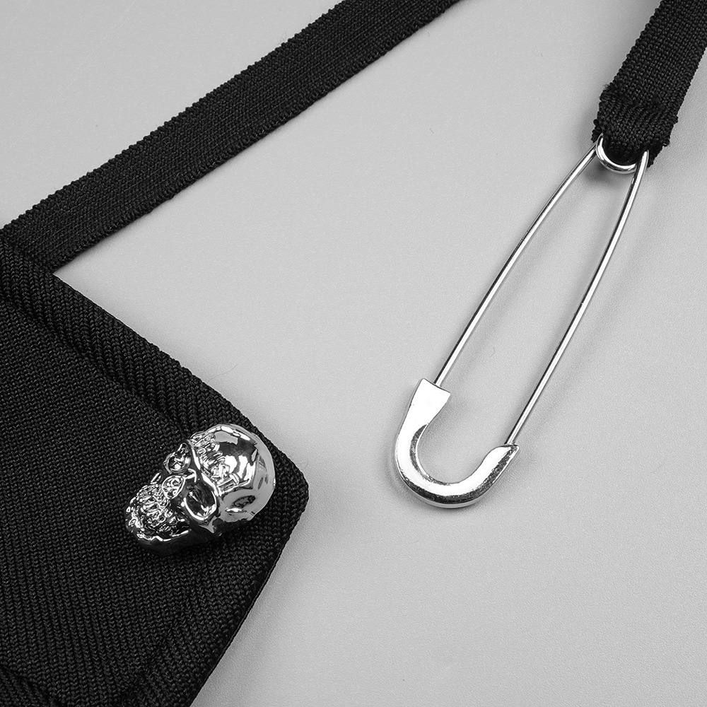Summer Black V Neck Skull Pin Suspender Slimming Bandage Hip Dress Women Clothing