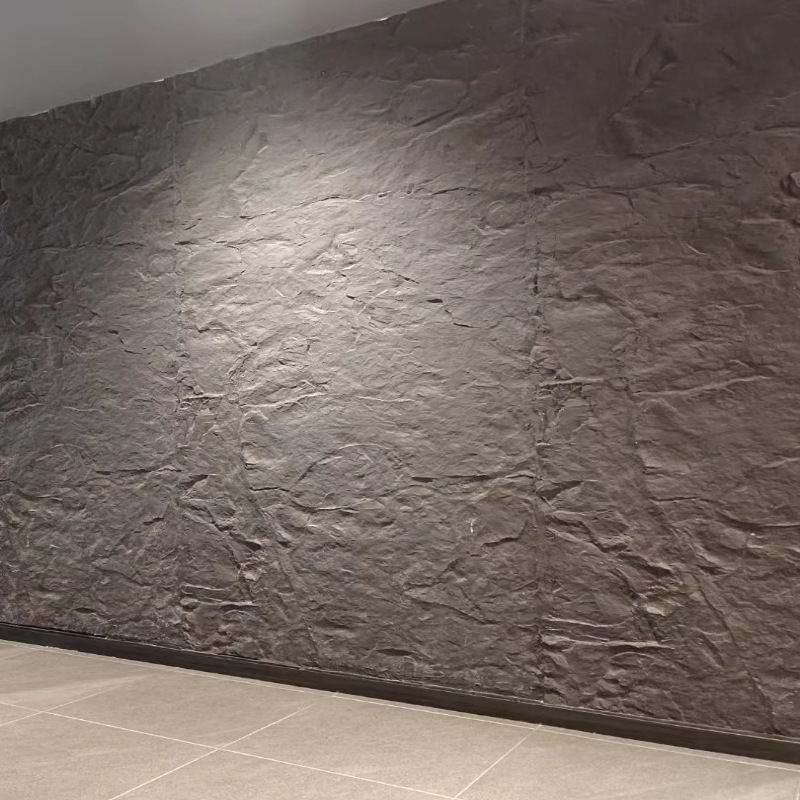 Dividir roca roca de montaña negra roca fundida piel de imitación de piedra roca volcánica translúcida tablero de vertido de roca volcánica transparente pared de fondo tablero decorativo de porcelana suave ultrafino