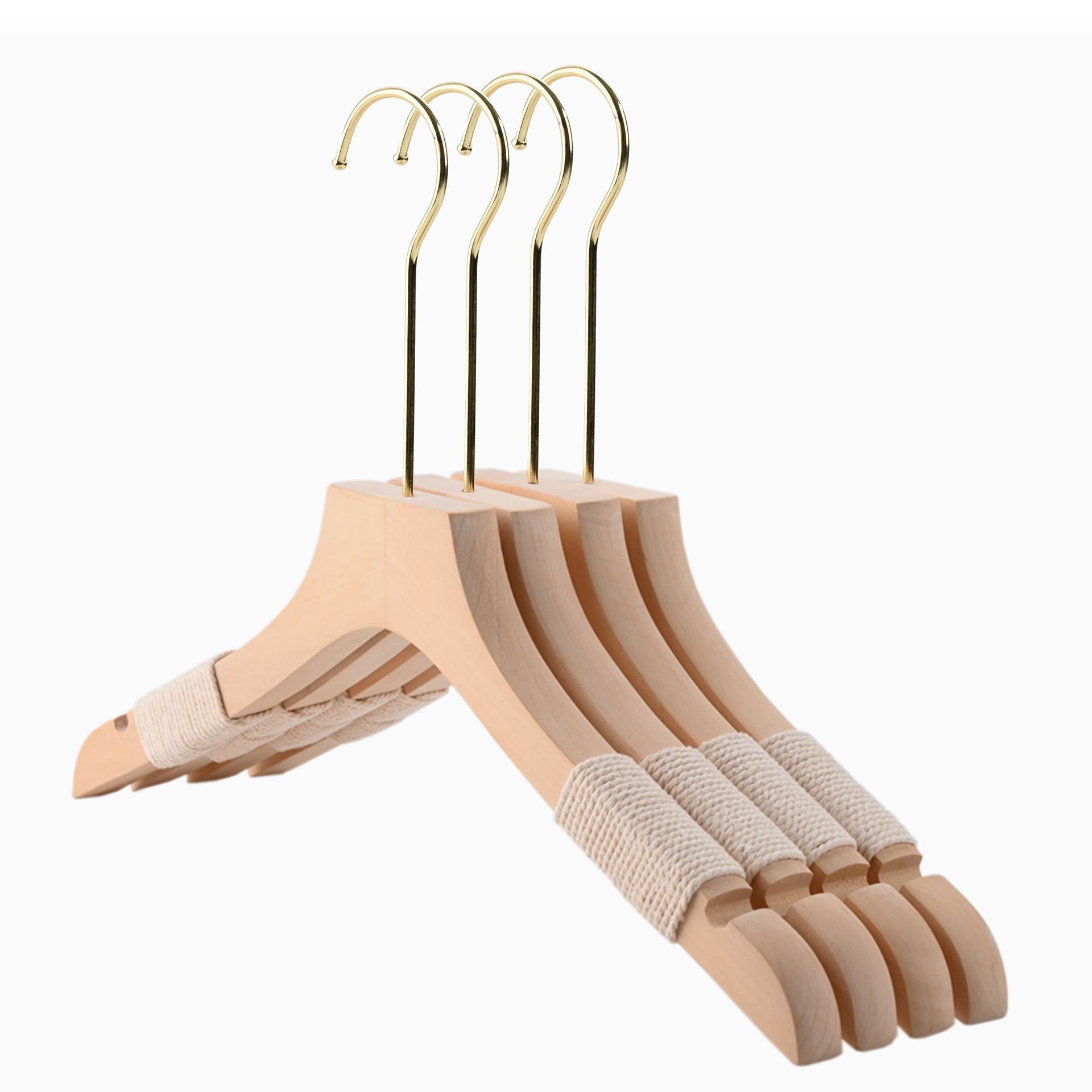 Ropa de madera maciza sin pintura percha tienda de ropa de madera Ropa para adultos de las mujeres soporte de registro antideslizante ropa transparente percha ropa soporte al por mayor