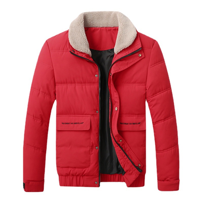 Chaqueta de solapa de lana de cordero abrigo de algodón acolchado de moda de los hombres al por mayor