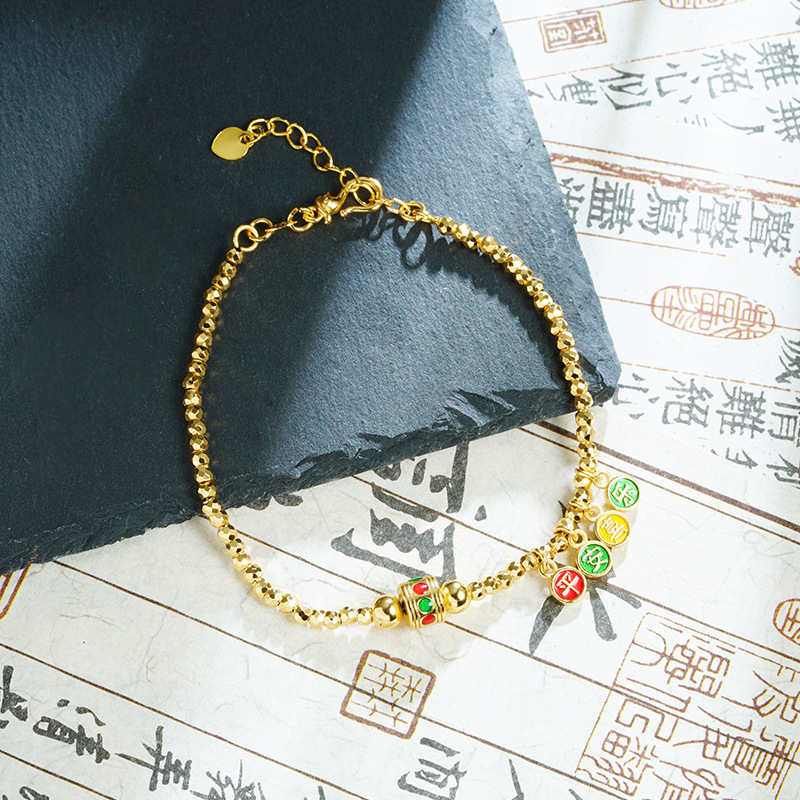 Nuevos productos de oro de arena vietnamita pulsera de corte goteo de aceite Ping An pulsera de alegría simple y versátil no se desvanecerá joyas