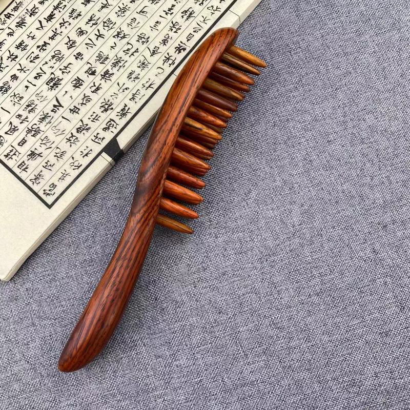 白檀櫛、頭経絡櫛、脱毛頭皮療法、女性専用ロングヘア、全身頭皮マッサージ櫛|undefined