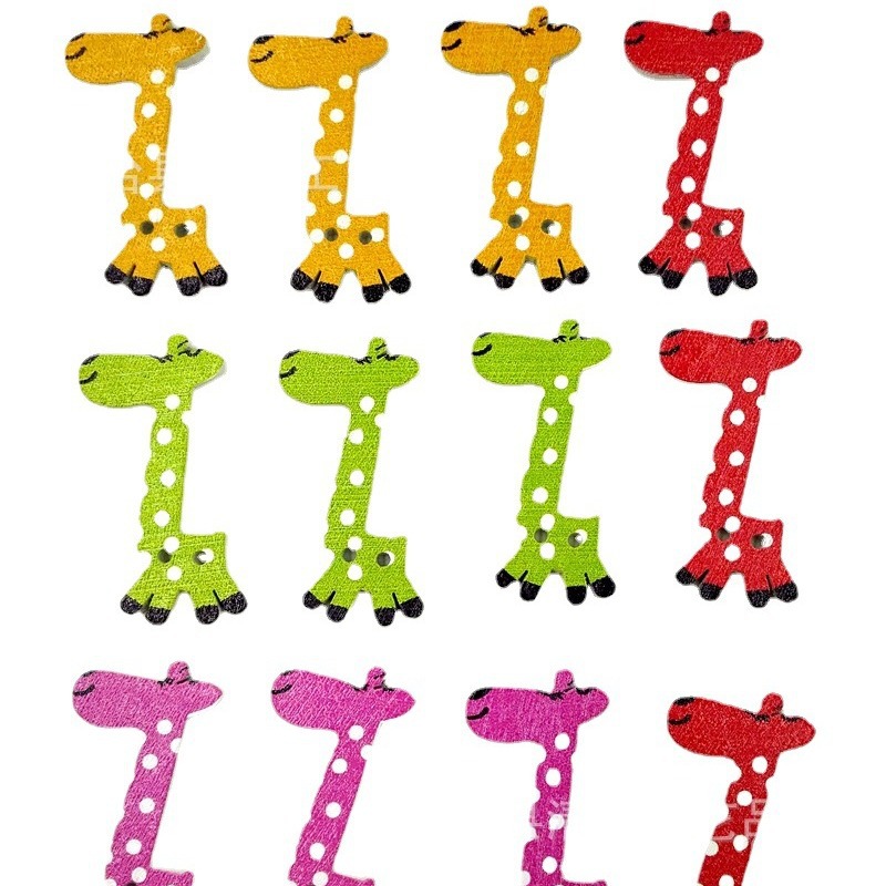 40mm alto botón de bricolaje dibujos animados jirafa hermosa decoración niños hechos a mano 50 piezas por paquete lindo