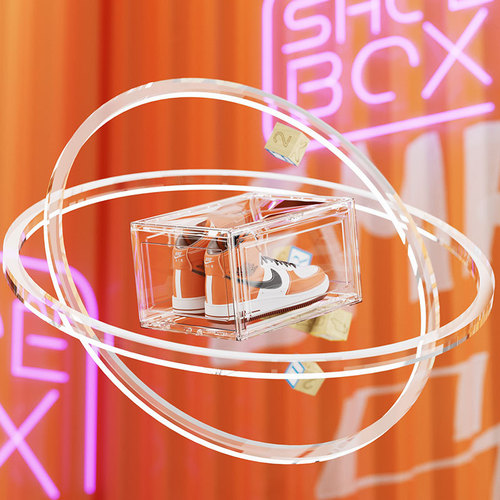 Shoe storage box dust-proof and moisture-proof sneaker ajPET transparent shoe box bag figure display blind box storage box