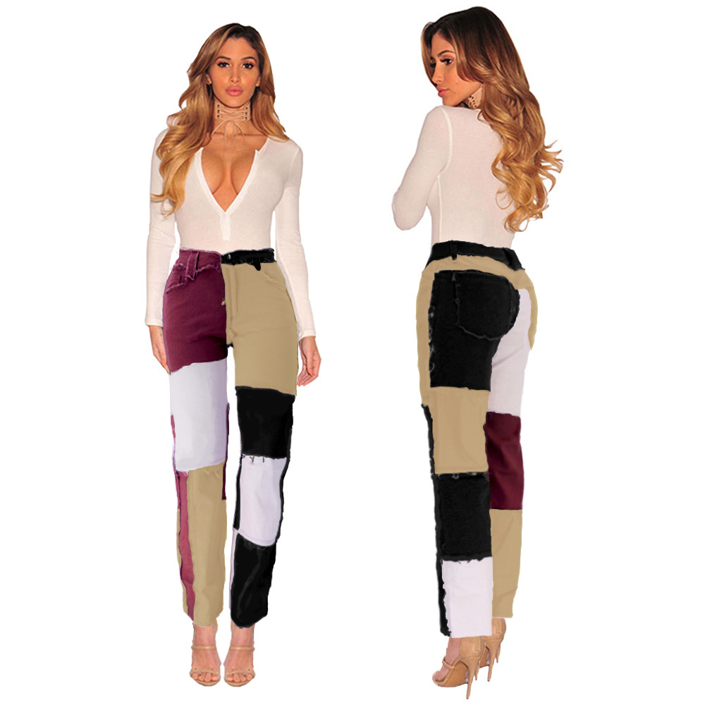 Damjeans med hög midja oregelbunden stil höst vinter_voghion.com