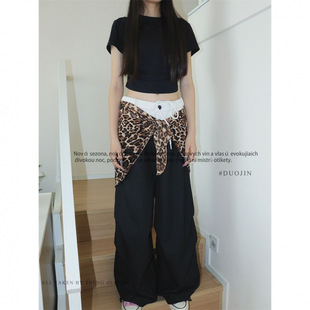 Hot Girl Style Retro Leopard Print Butt Curtain for Women Niche Layered Lace Apron to Wrap Breasts and Dual-Purpose Trendy