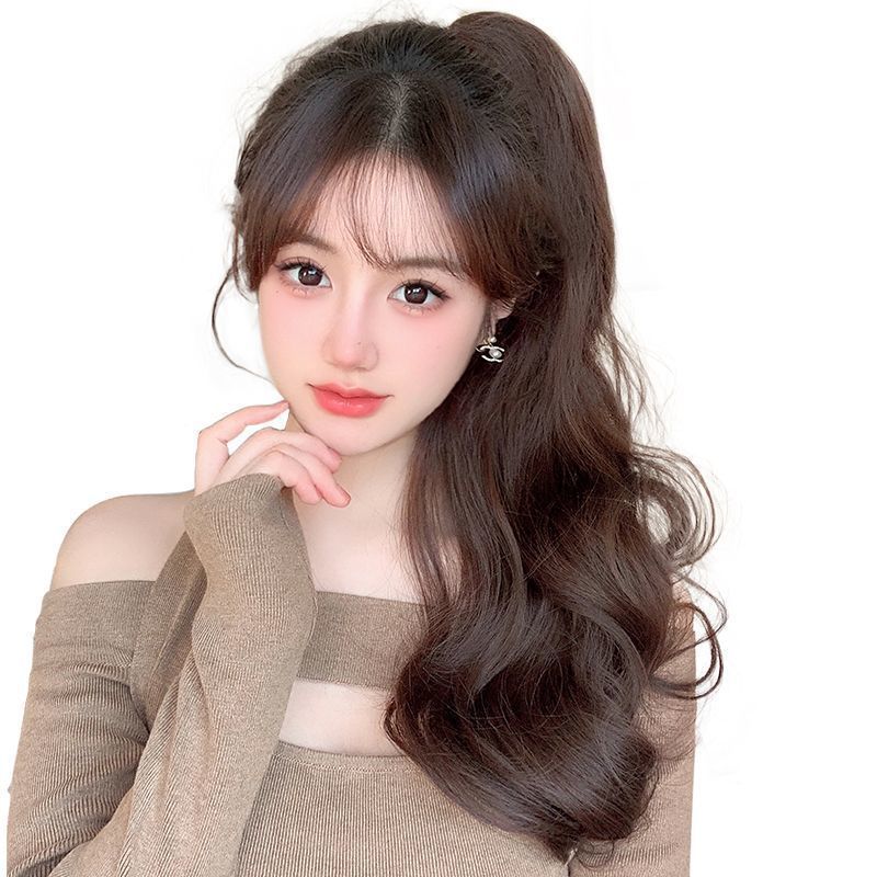 Falsa cola de caballo femenina simulación cabello agarrador tipo flor de pera natural ondulado rollo alto cráneo red vigor ligero cola de caballo alta
