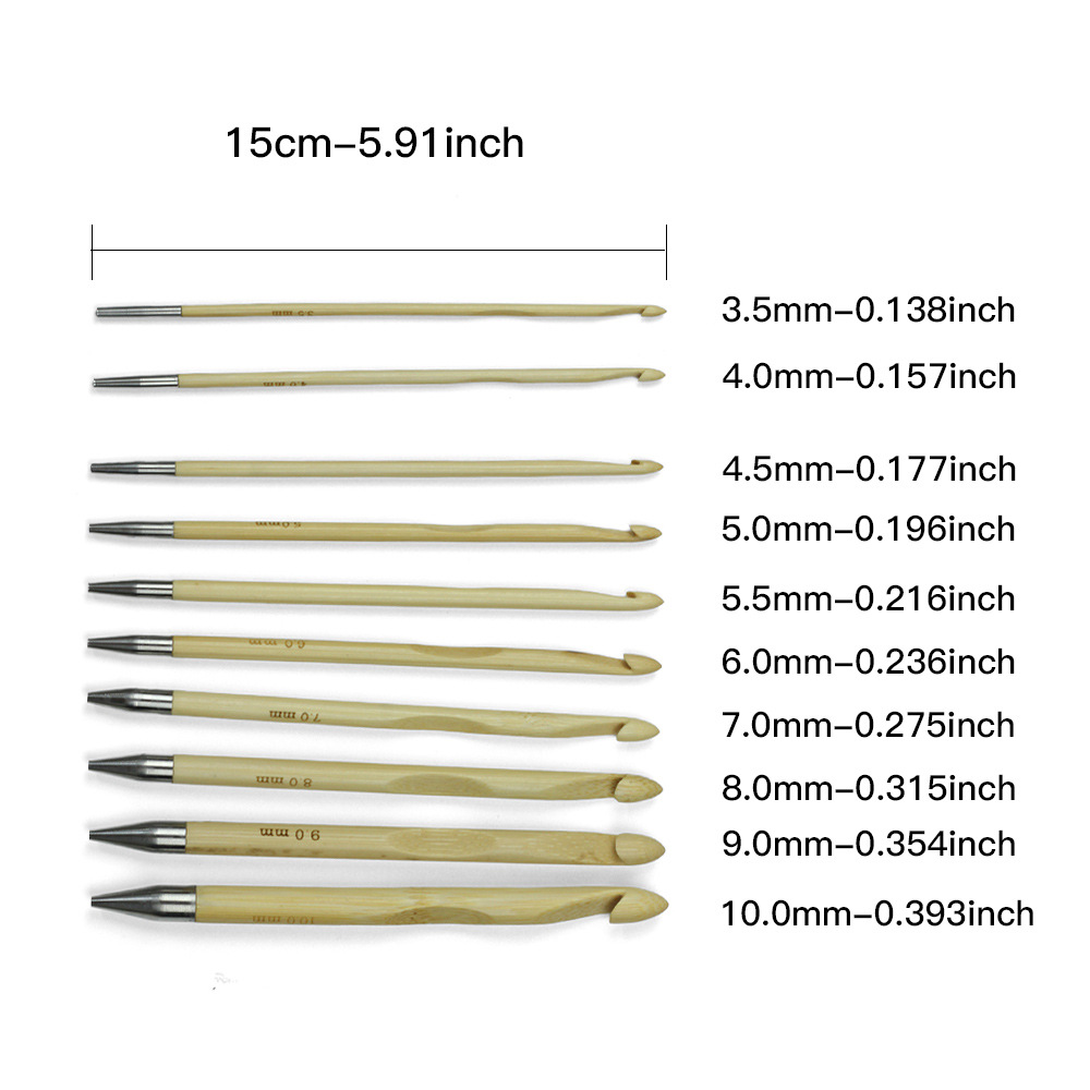 Agujas de tejido transfronterizas bambú Túnez ganchillo desmontable ganchillo 10 conjuntos de ganchillo