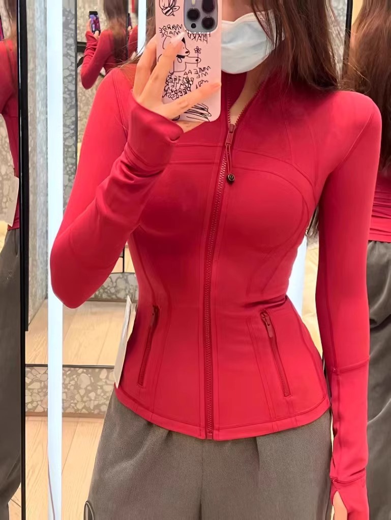 Luludarling el mismo traje de yoga para mujeres de verano nueva chaqueta molida cuello de acondicionamiento físico abrigo solar