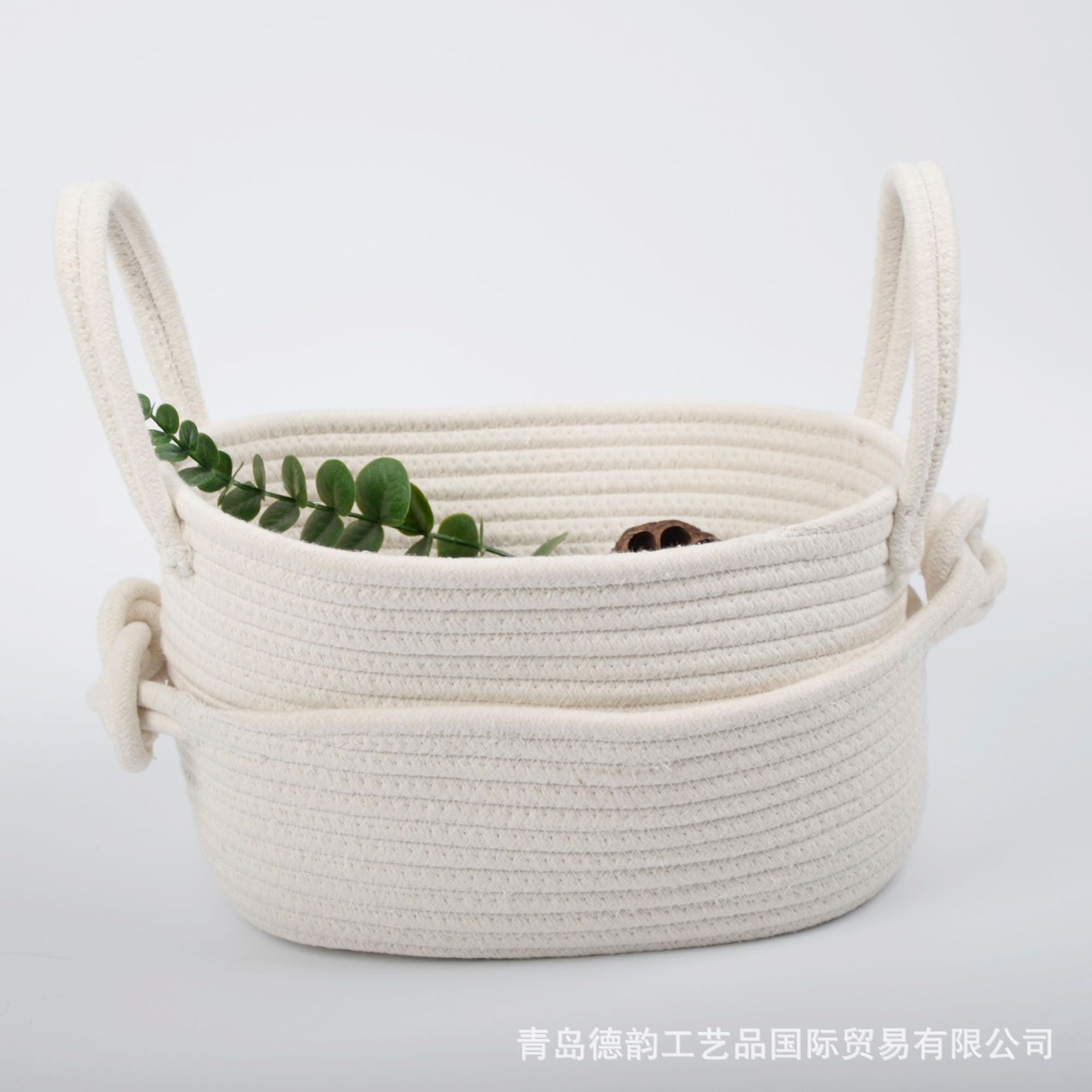 Estilo nórdico de estilo japonés de algodón tejido cesta de almacenamiento de tela cesta de almacenamiento de escritorio artículos de organización caja cosméticos almacenamiento azul