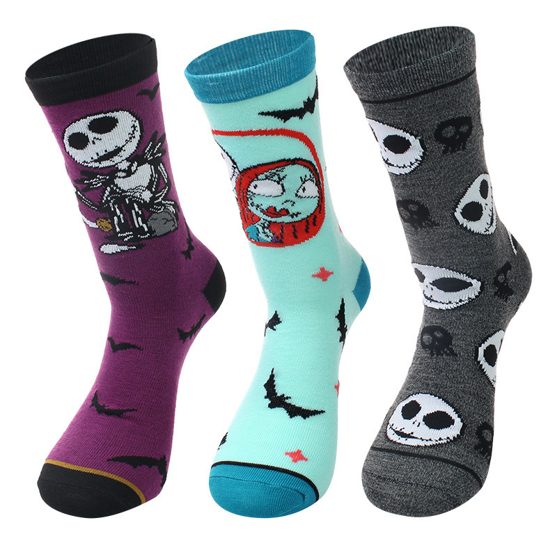 Directly from the Manufacturer: Halloween Skeleton Trendy Socks, Jack Mid-Calf Socks, European and American Nightmare before Christmas Cartoon Women's Mid-Calf Socks Directly from the Manufacturer: Halloween Skeleton Trendy Socks, Jack Mid-Calf Socks, European and American Nightmare before Christmas Cartoon Women's Mid-Calf Socks