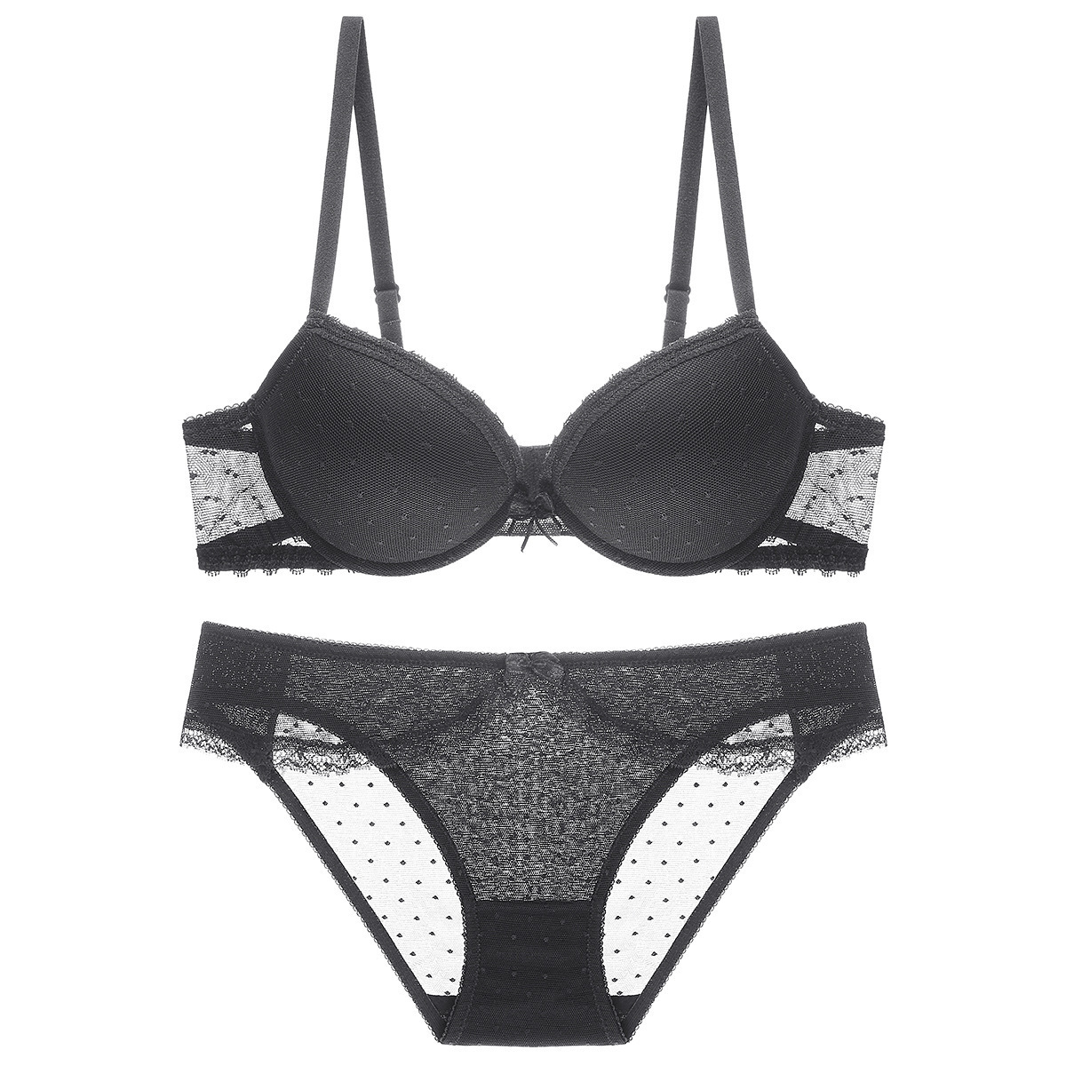 1781 Top Support Thin Bottom Thick Cotton Cushion Steel Ring Gathering Sexy Lace Women's Underwear Bra Set_voghion.com