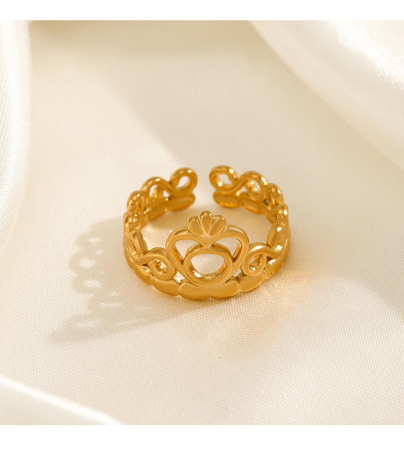 Banquet, Travel, Selfie Occasion 304 Stainless Steel Material Crown Pattern Wholesale Jewelry Elegant Lady Simple Style Crown 304 Stainless Steel Plating Open Rings