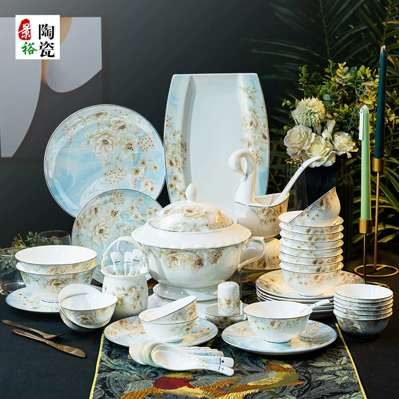Ceramic set, tableware, Chinese style, light luxury style
