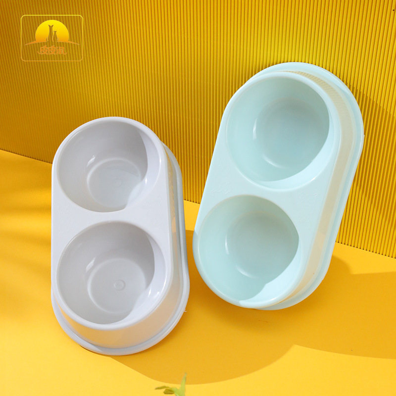 En stock engrosado estilo INS Oval mascota doble tazón grande nuevo material versión mejorada estilo simple Pet Bowl
