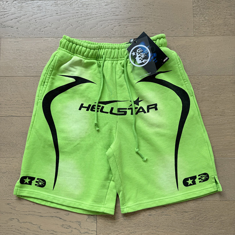 Trendy Brand Hell Star Quick-Dry Shorts for Men, Summer Large Size Washed Vintage Print Casual Shorts Wholesale