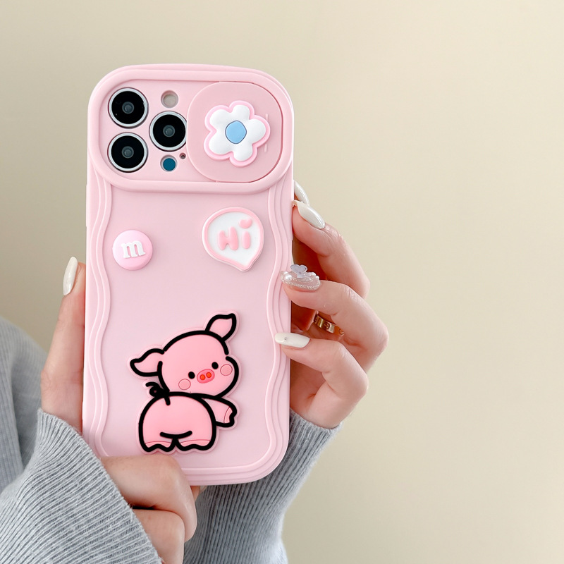 Niedliches 3D-Cartoon-Schwein, geeignet für Apple Promax Handyhülle iPhone 13 New 12 Silikon 11 Damen_voghion.com