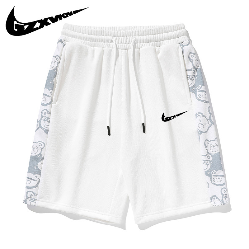 Cross-Border New Style Unisex Couple's Shorts, Sports Casual Shorts, Pure Cotton Patchwork Cute Bear Shorts