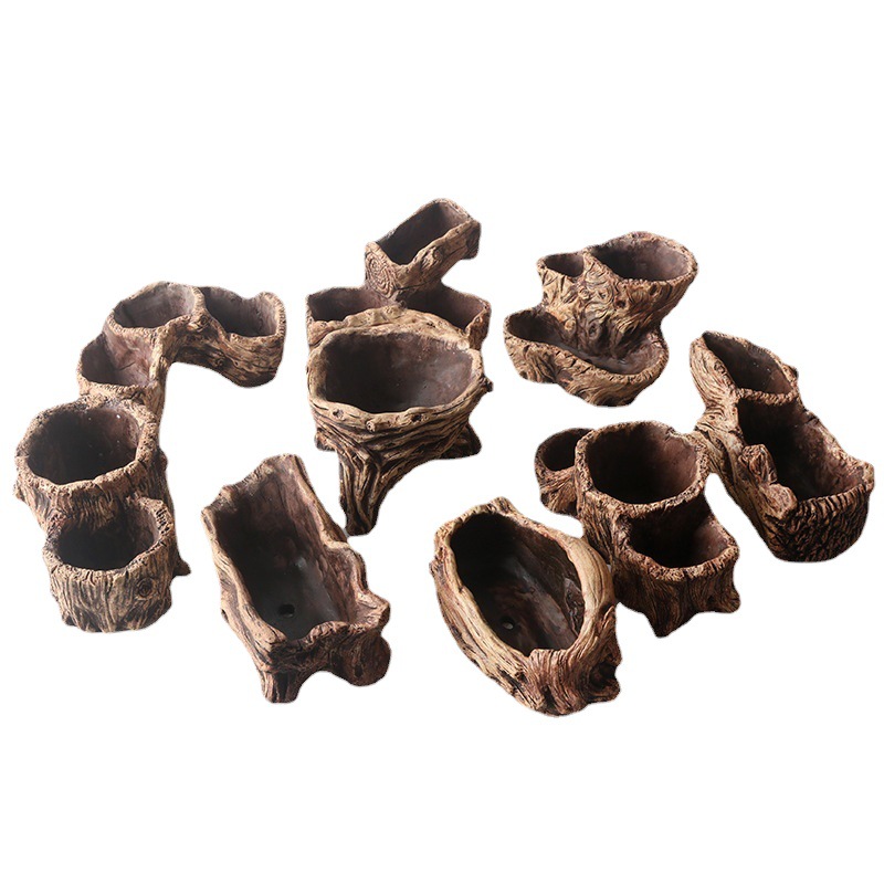 Maceta para Suculentas con Diseño de Raíz de Árbol en Cemento - Para Micro Paisajes, al por Mayor