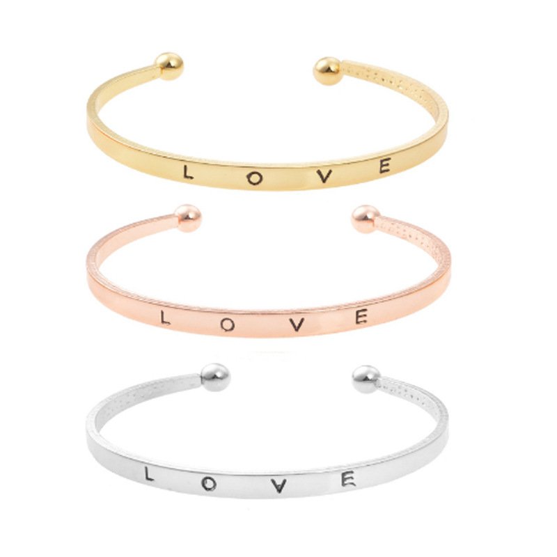 韩版饰品love开口手镯手工环保材料手环手链厂家直销小清新手链