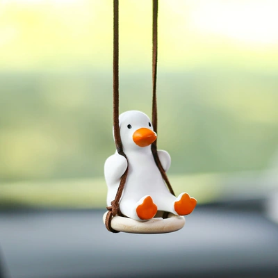 Car hanging Autumn Car Rearview Mirror Pendant - tire-swing-duck-figure
