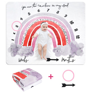 Cross-border Newborn Milestone Rainbow Photo Background Blanket Baby Month Photography Flannel Photography Blanket Props