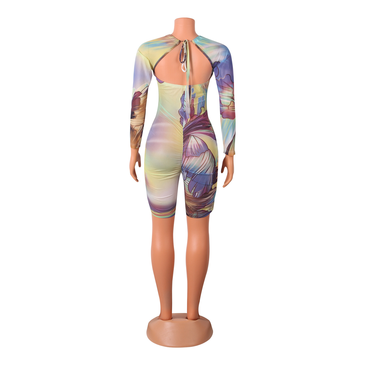 Summer Women Clothing Sexy Mesh Floral Print Tight Jumpsuit Women
