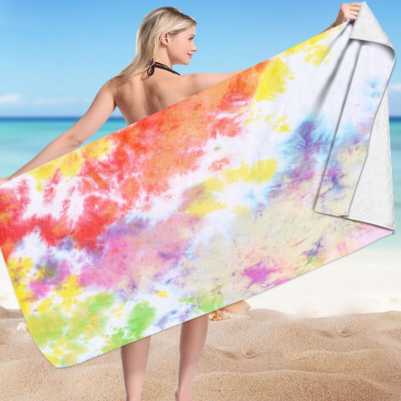 Wholesale Microfiber Square Beach Towel Towel Material Square Towel Tie-Dye Series 3D Digital Printing One Piece Minimum Ocean