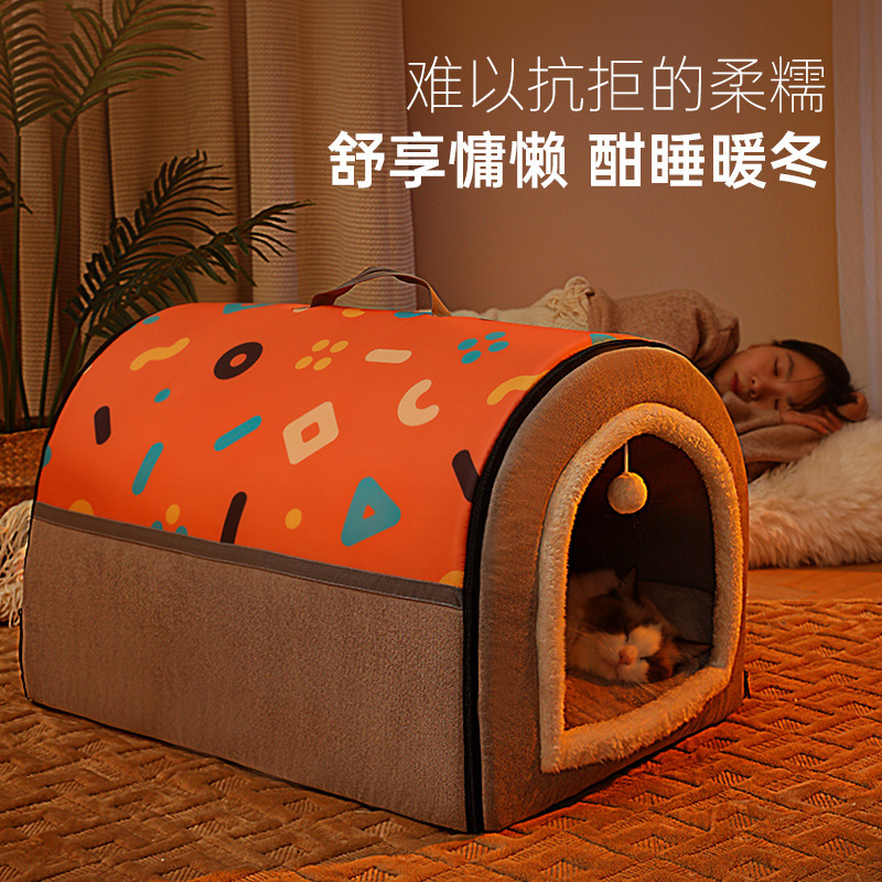 Cat Kennel Is Warm in Winter, Closed, Removable and Washable, New Cat House, Super Big Cat Mattress, Dog Kennel, Suitable for All Seasons