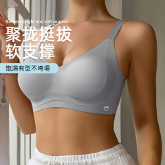 胸が大きい女性向けのクロスボーダーシームレス下着、小さな胸をプッシュアップして持ち上げる、オールインワンのノンワイヤースポーツバックブラジャー卸売