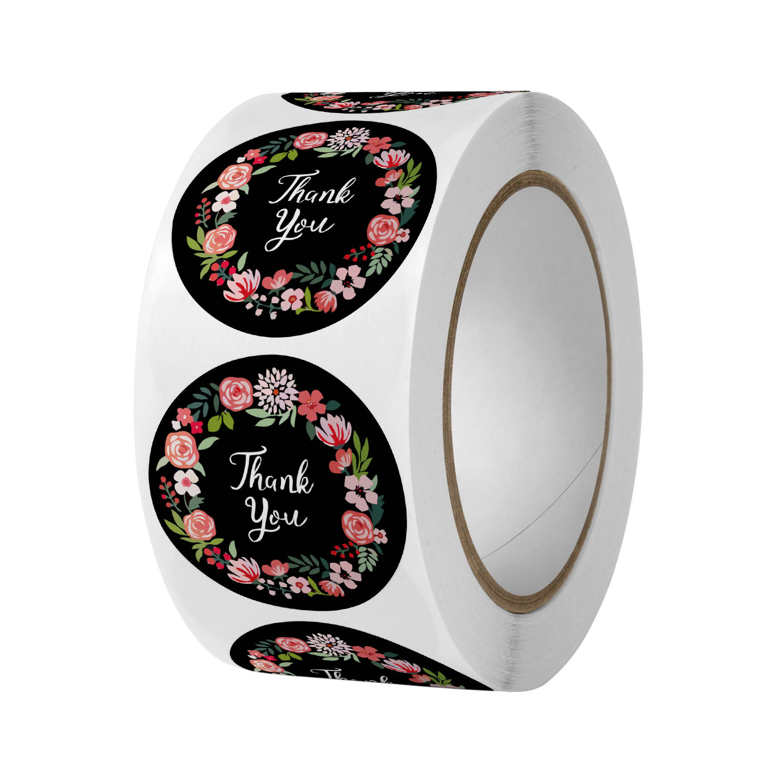 Cross-border roll-packed round thank you sticker floral decorative seal sticker envelope thank you self-adhesive label
