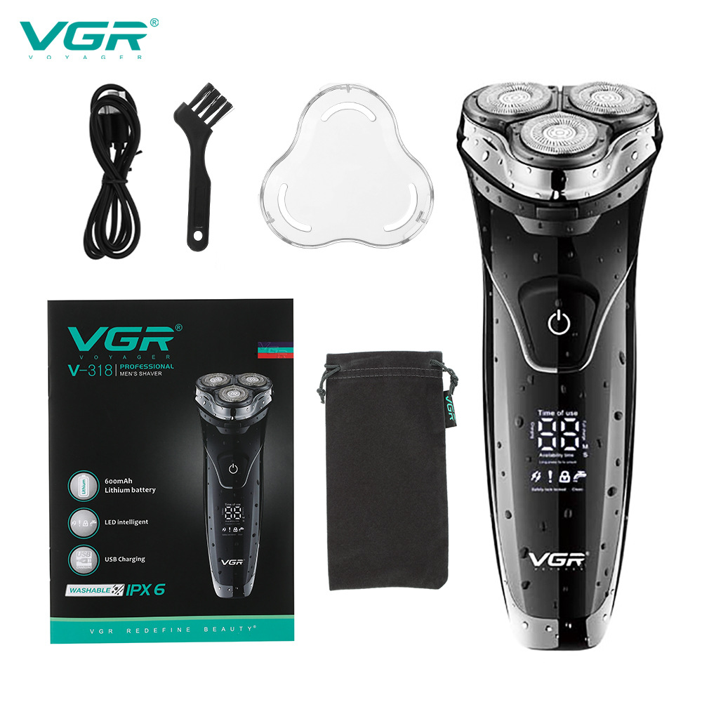 Electric Shaver Three Head Floating Home Use Fully Washable Digital Display Rechargeable Personal Care Appliance_voghion.com