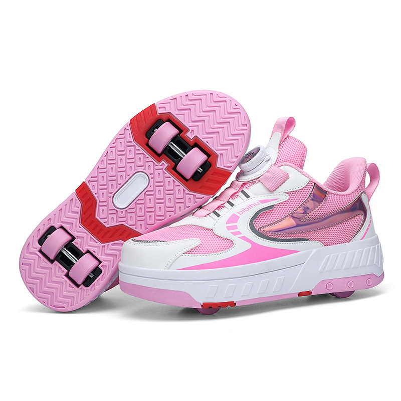 Invisible removable children's comfortable footwear on four wheels…