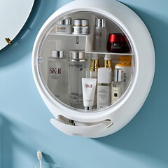 ネット赤プラスチック化粧箱防塵防水トイレ棚穴なし壁吊り式化粧品収納棚