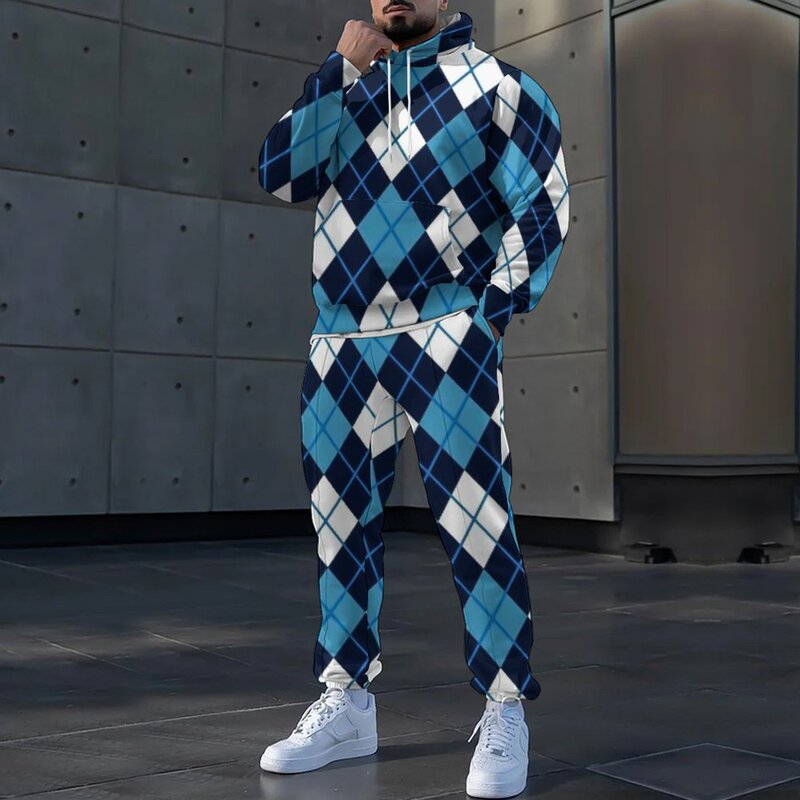 European and American Cross-Border Men's New Four-Season Christmas 3D Digital Print Hooded Casual Sweatshirt Set European and American Cross-Border Men's New Four-Season Christmas 3D Digital Print Hooded Casual Sweatshirt Set