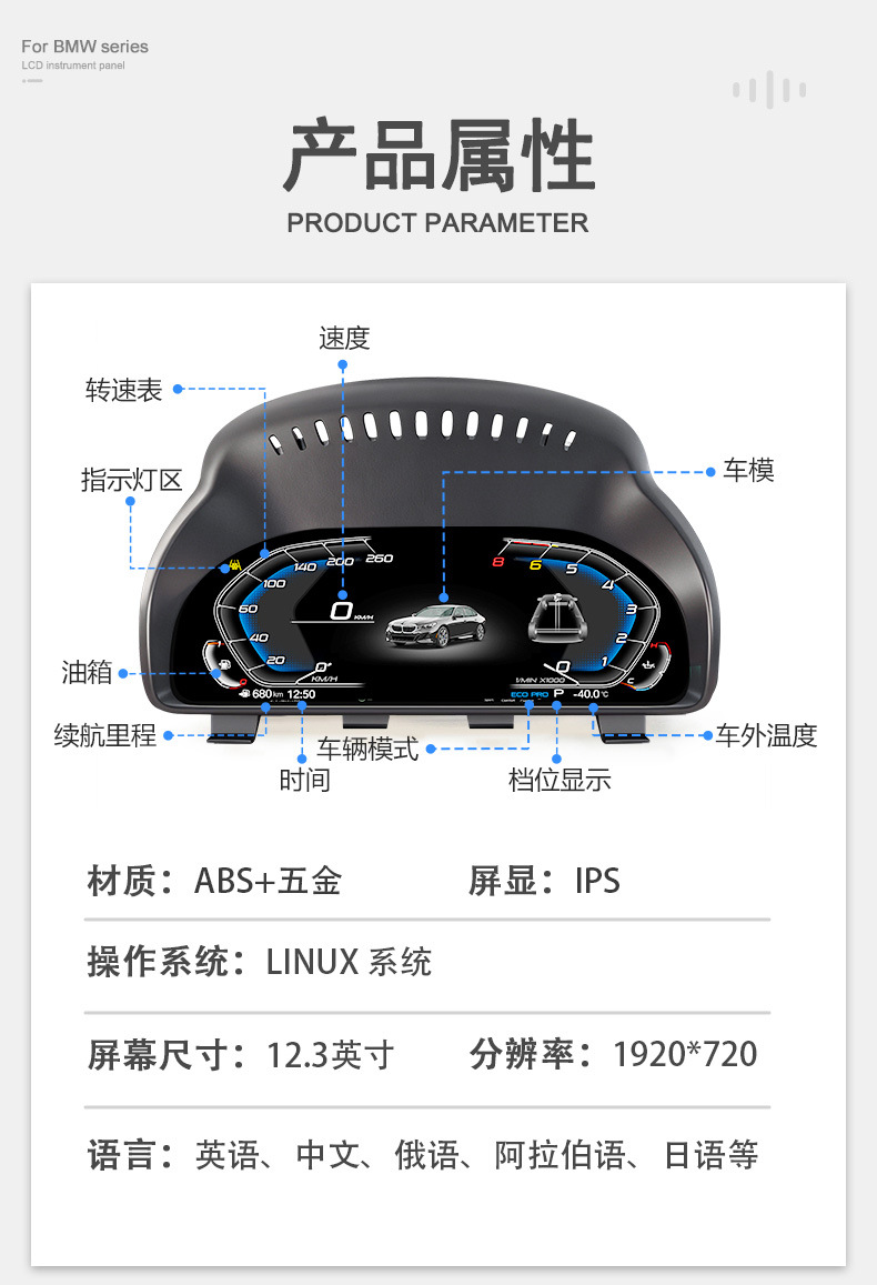 Suitable for 1234567 Series Bmw Dashboard X1X2X3X4X5X6X7 Car Lcd Car Dashboard