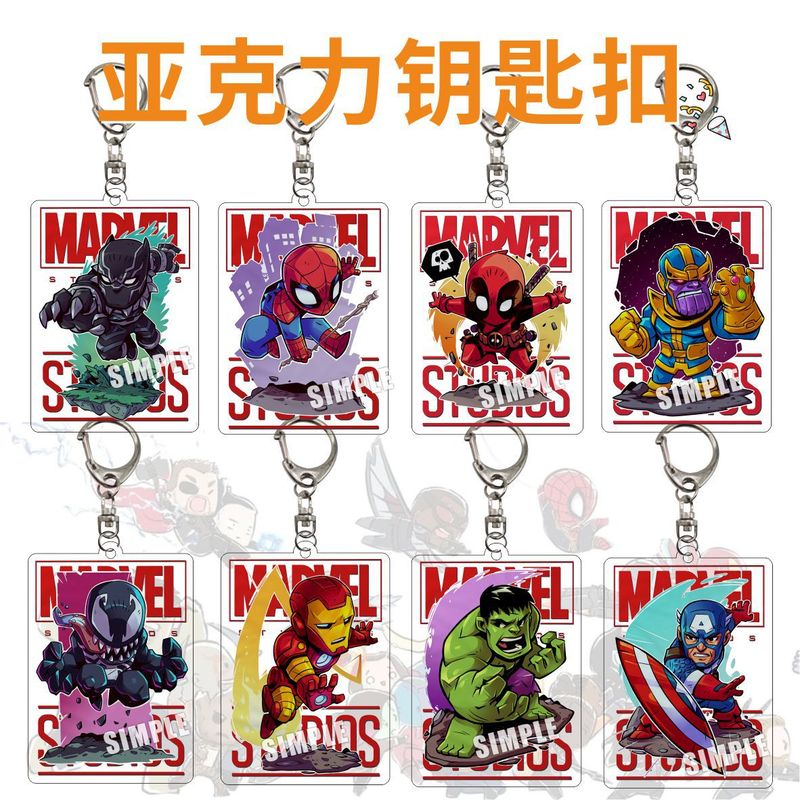 Marvel Avengers acrylic keychain Iron Man pendant Spider-Man poison Superman Hulk peripheral