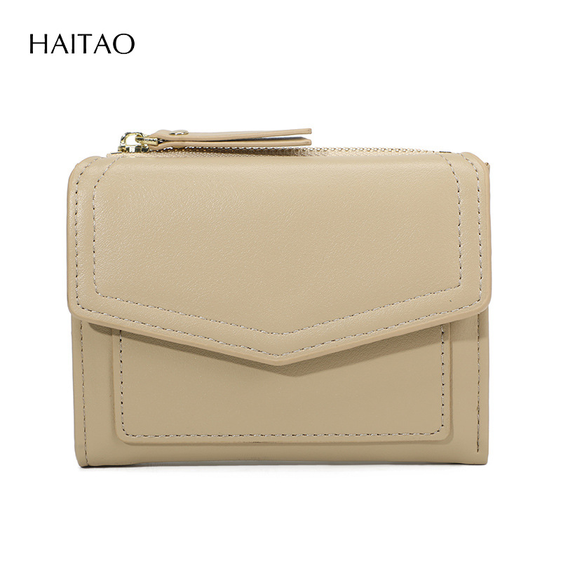 Cartera Corta para Mujer, Diseño Transfronterizo 2025, Color Sólido, Elegante y de Alta Gama, Fabricada en PU, con Cierre, Plegable, con Tarjetero, Pequeña