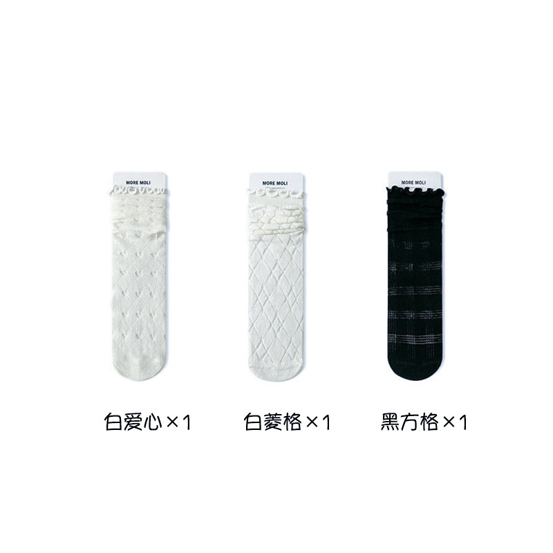 Calcetines de algodón de primavera y verano, calcetines de pila de encaje de hongos para niños, calcetines de tubo transpirables de malla hueca, calcetines Zhuji al por mayor