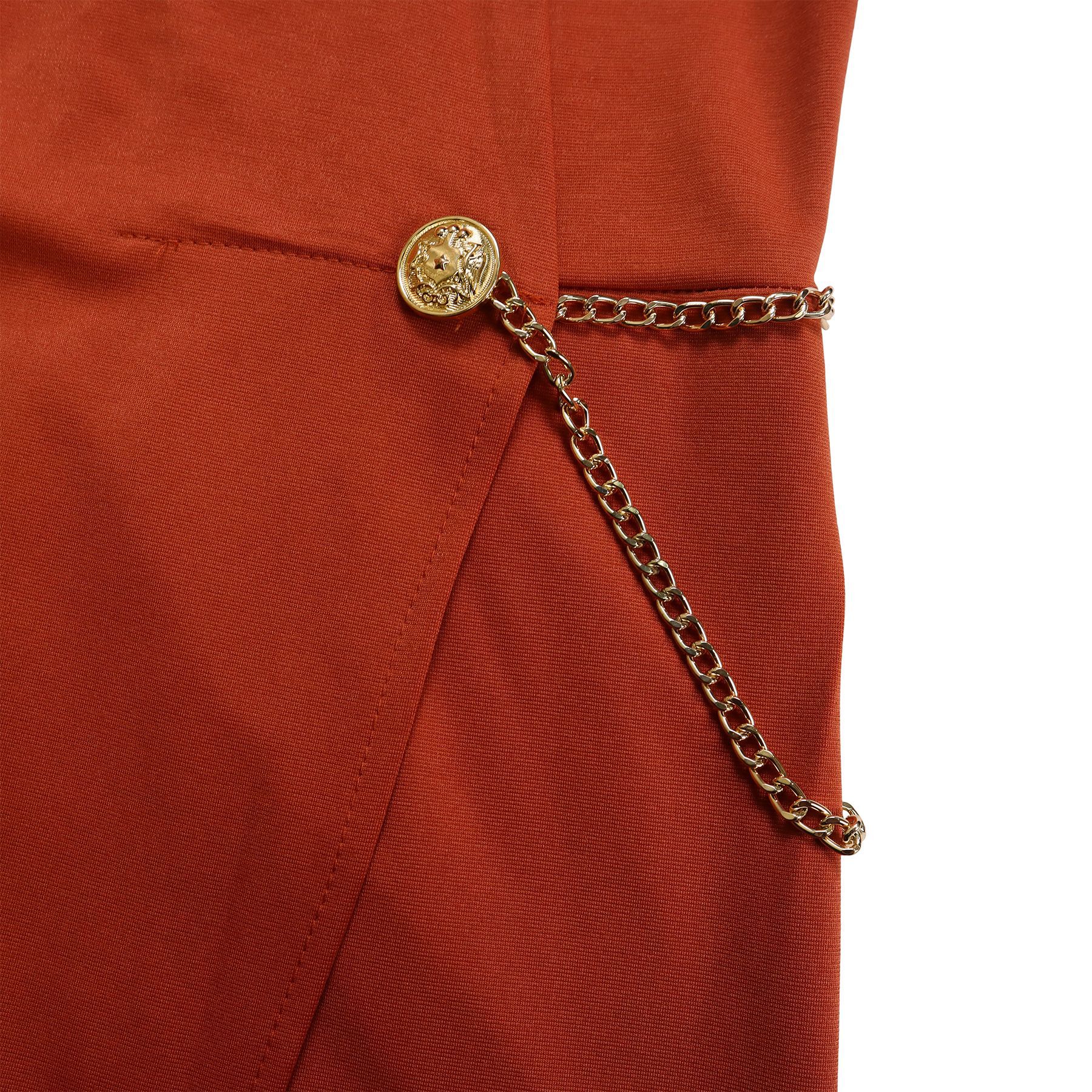 Damenbekleidung neuer Stil eleganter Anzugkragen Taillenkette lockerer Overall mit weitem Bein_voghion.com