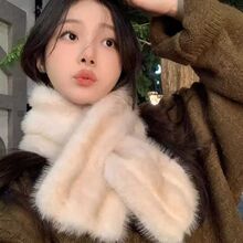 韩版软糯毛毛围脖时尚加厚保暖护颈围脖冬季氛围感毛领毛毛围巾