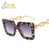 Chain, sunglasses, brand retro fashionable glasses solar-powered, European style, internet celebrity