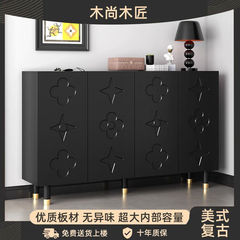 黑色复古鞋柜家用门口超薄入户玄关柜高级感现代简约储物收纳柜子