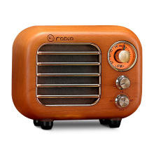 实木胡桃木蓝牙复古收音机便携式FM音箱TF卡音响亚马逊外销立体声