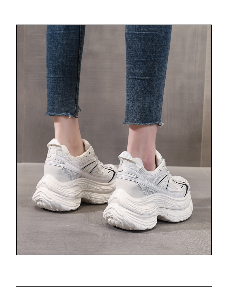 Giày sneaker nữ đế dày chunky lưới thoáng khí tăng chiều cao — màu xanh chi tiết 16